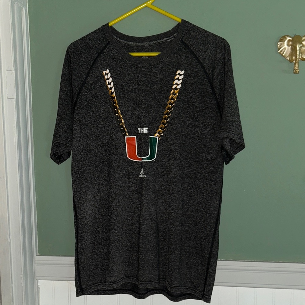 Adidas Men's Charcoal Tee with Chain and Logo